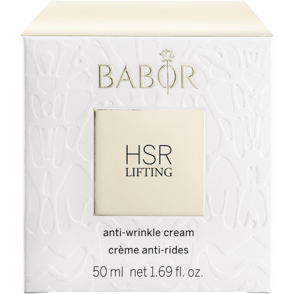 Emballage blanc avec logo Babor et HSR LIFTING. Texte : anti-wrinkle cream, crème anti-rides. 50 ml net 1.69 fl. oz.