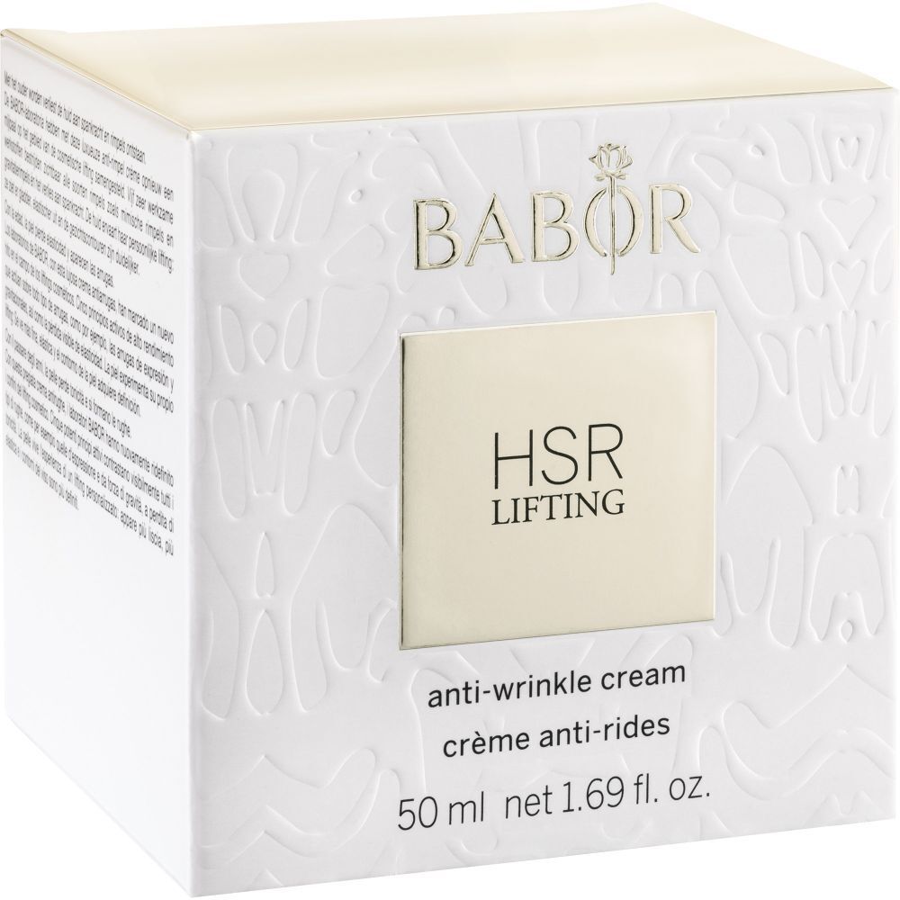 Emballage blanc avec logo Babor et HSR LIFTING. Texte : anti-wrinkle cream, crème anti-rides. 50 ml net 1.69 fl. oz.