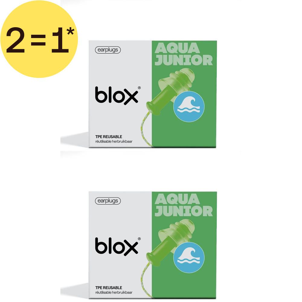 Deux paquets de bouchons d'oreilles Blox pour enfants. Étanche, 2 unités.
