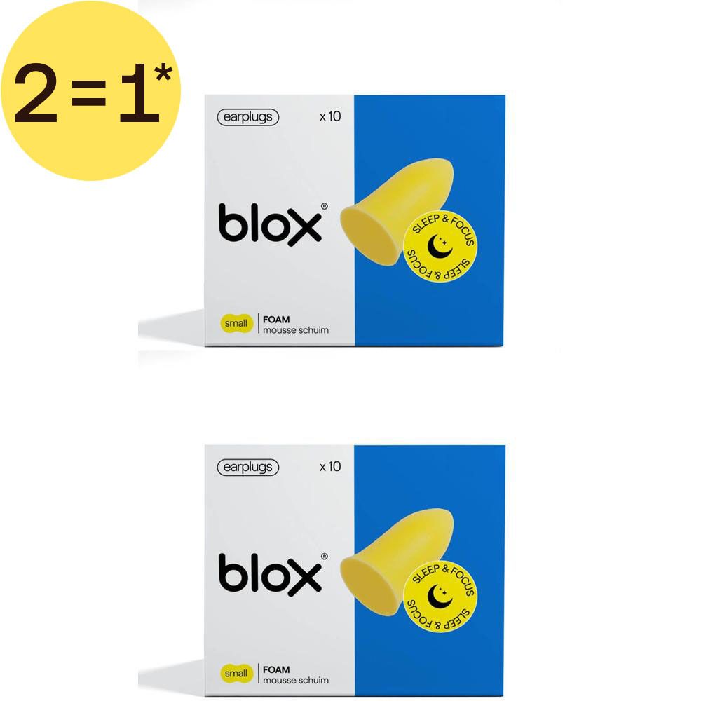 Deux paquets de bouchons d'oreilles en mousse blox®, petits, jaunes.