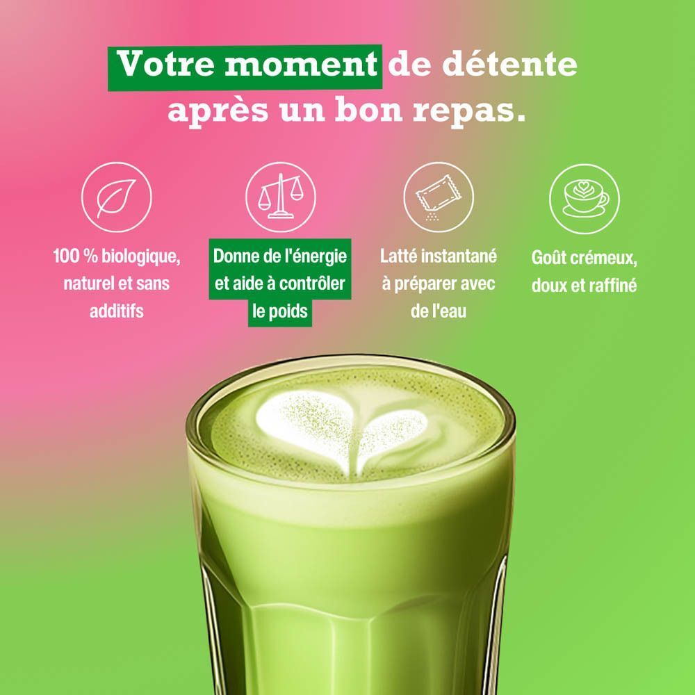 Purasana Matcha Latte Bio: "Votre moment de détente après un bon repas."
