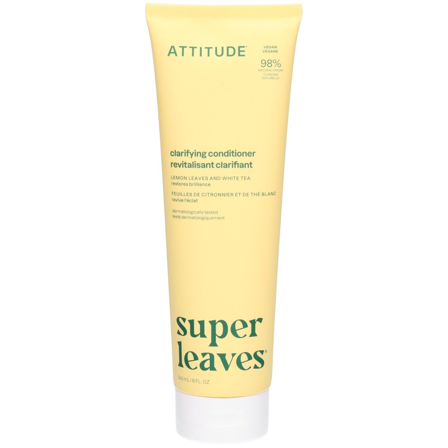 ATTITUDE Super Leaves Revitalisant Clarifiant aux feuilles de citronnier et thé blanc.