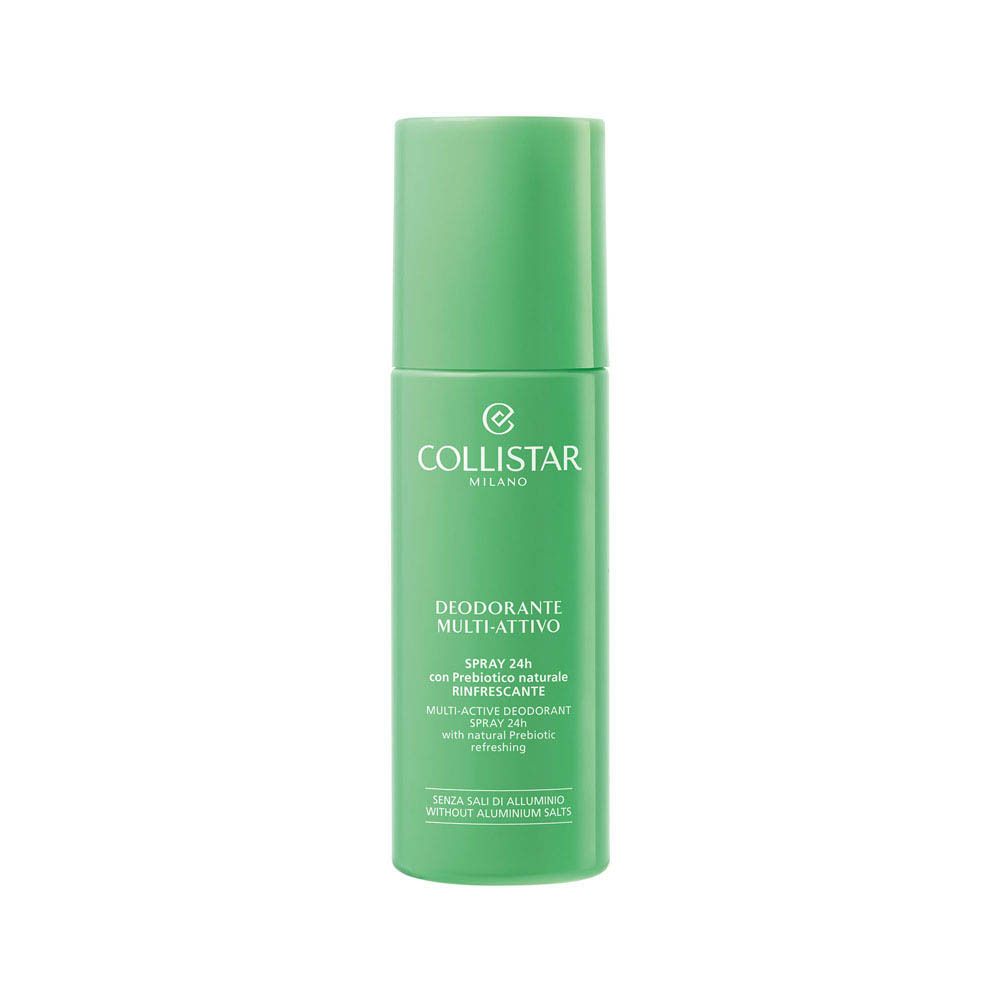 Spray Déodorant Multi-Actif Collistar 24H, flacon vert menthe avec logo blanc et texte.