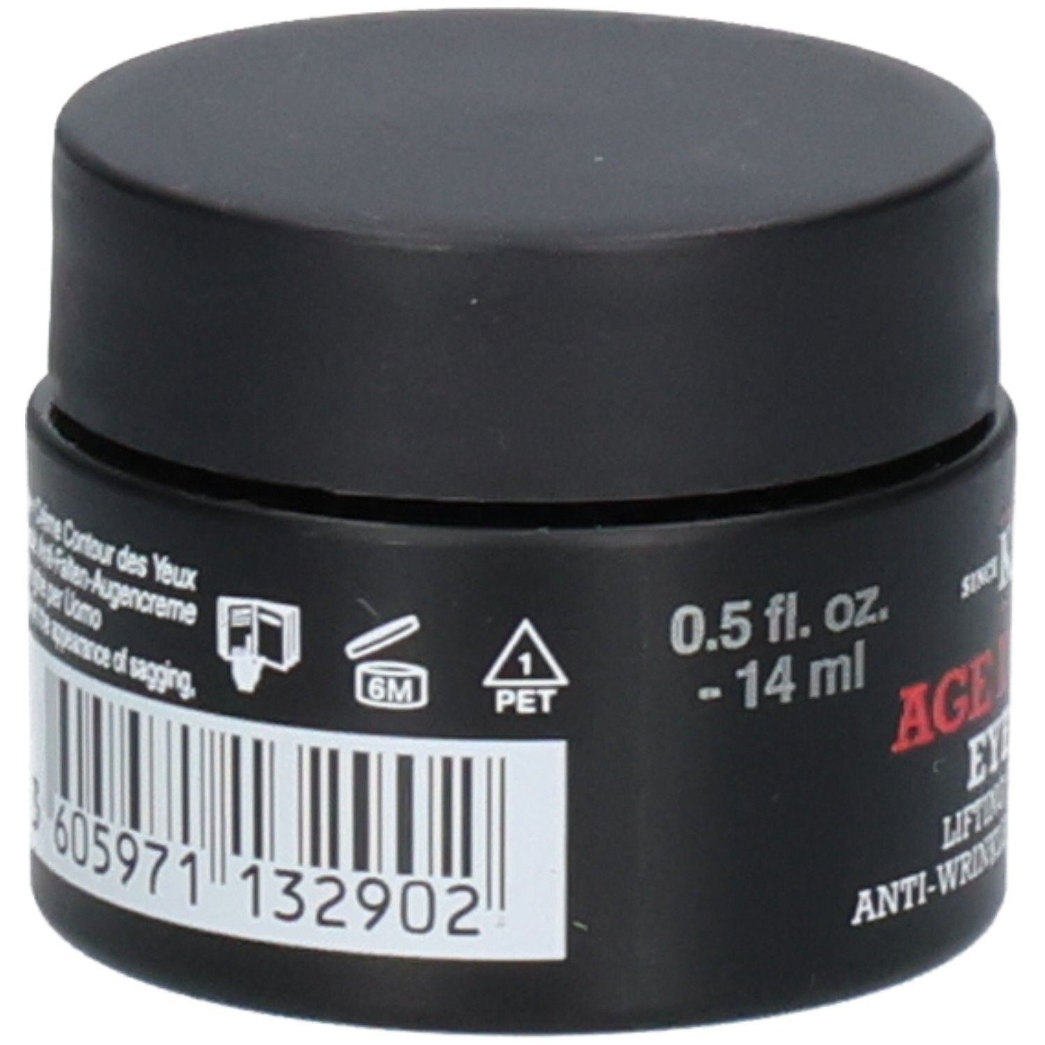 Kiehl's Age Defender Eye Repair Crème Contour des Yeux pour Hommes, dos avec code-barres et symboles.
