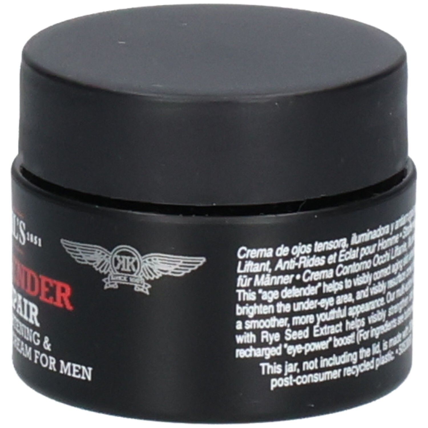 Kiehl's Age Defender Eye Repair Crème Contour des Yeux pour Hommes, vue latérale avec description.