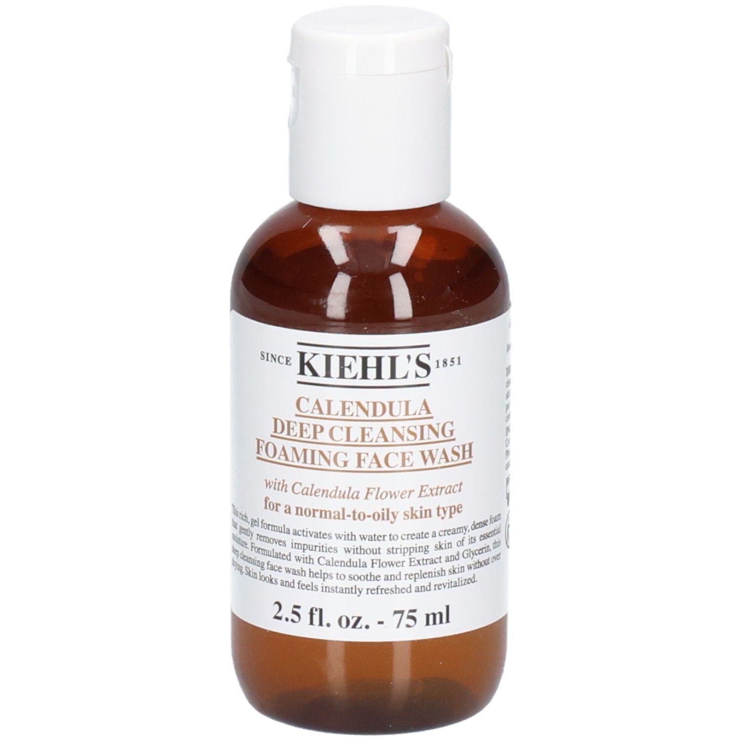 Kiehl's Calendula Deep Cleansing Foaming Face Wash, flacon de 75 ml, vue de face avec étiquette.