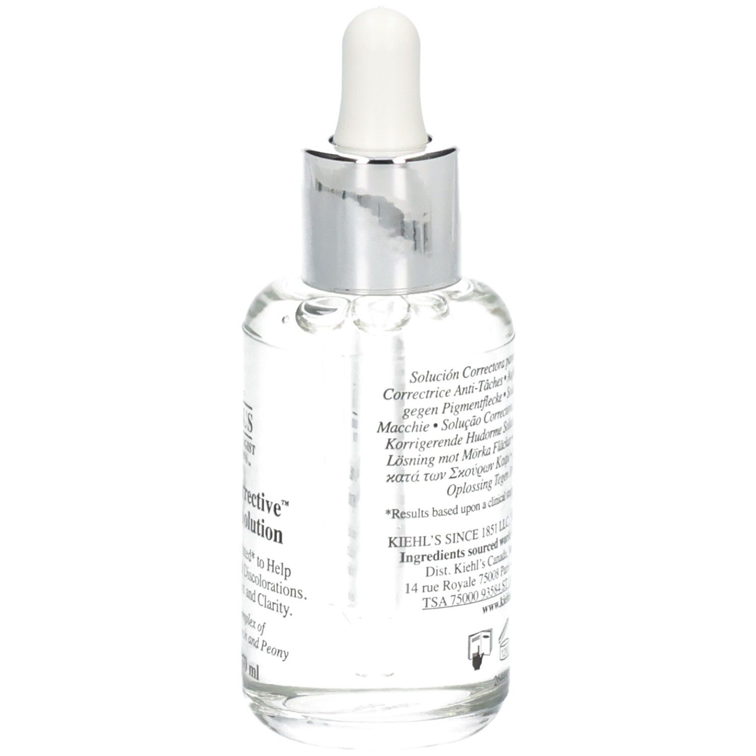 Kiehl's Clearly Corrective Dark Spot Solution sérum, vue arrière. 50 ml.