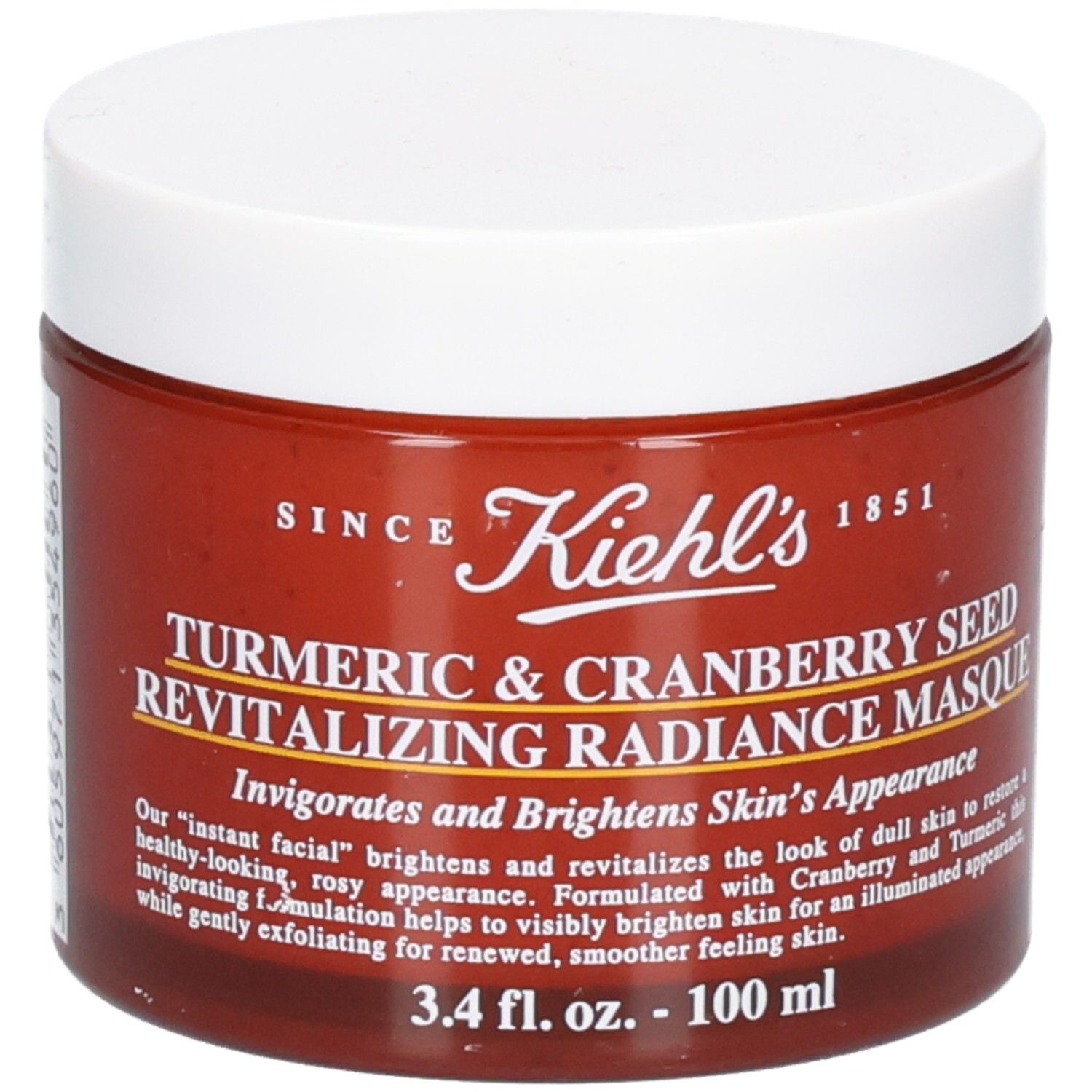 Masque Éclat Tonifiant au Curcuma & aux Graines de Canneberge Kiehl's, pot en verre de 100 ml.