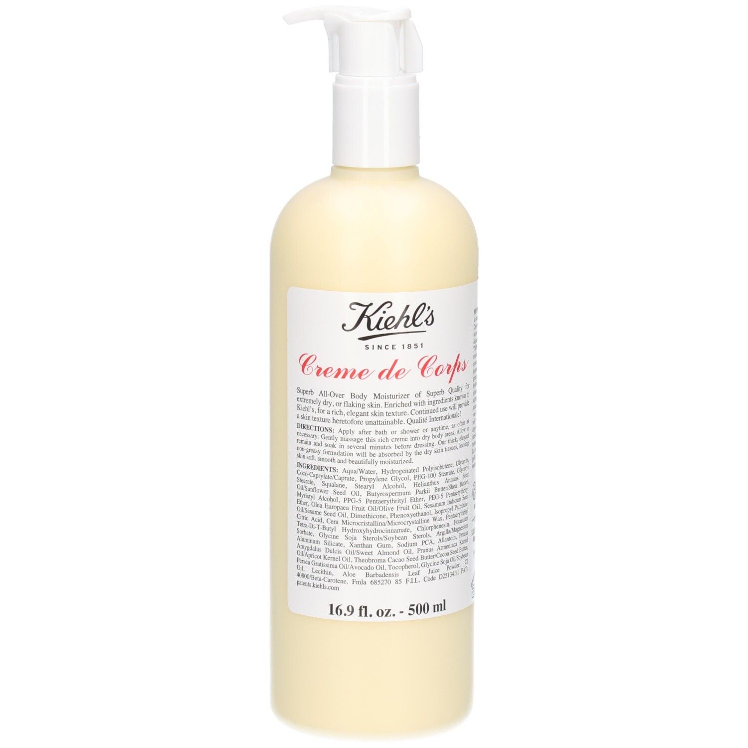 Kiehl's Crème de Corps, flacon pompe de 500 ml.