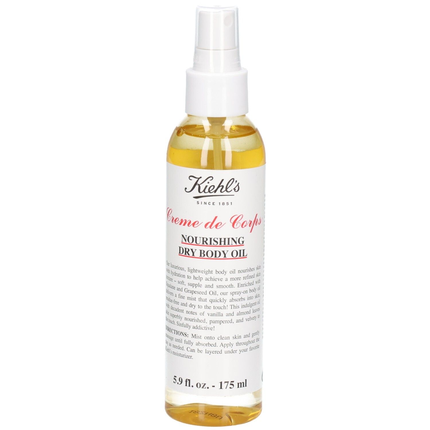 Kiehl's Crème de Corps Huile Sèche Nourrissante, vue avant du flacon pompe.