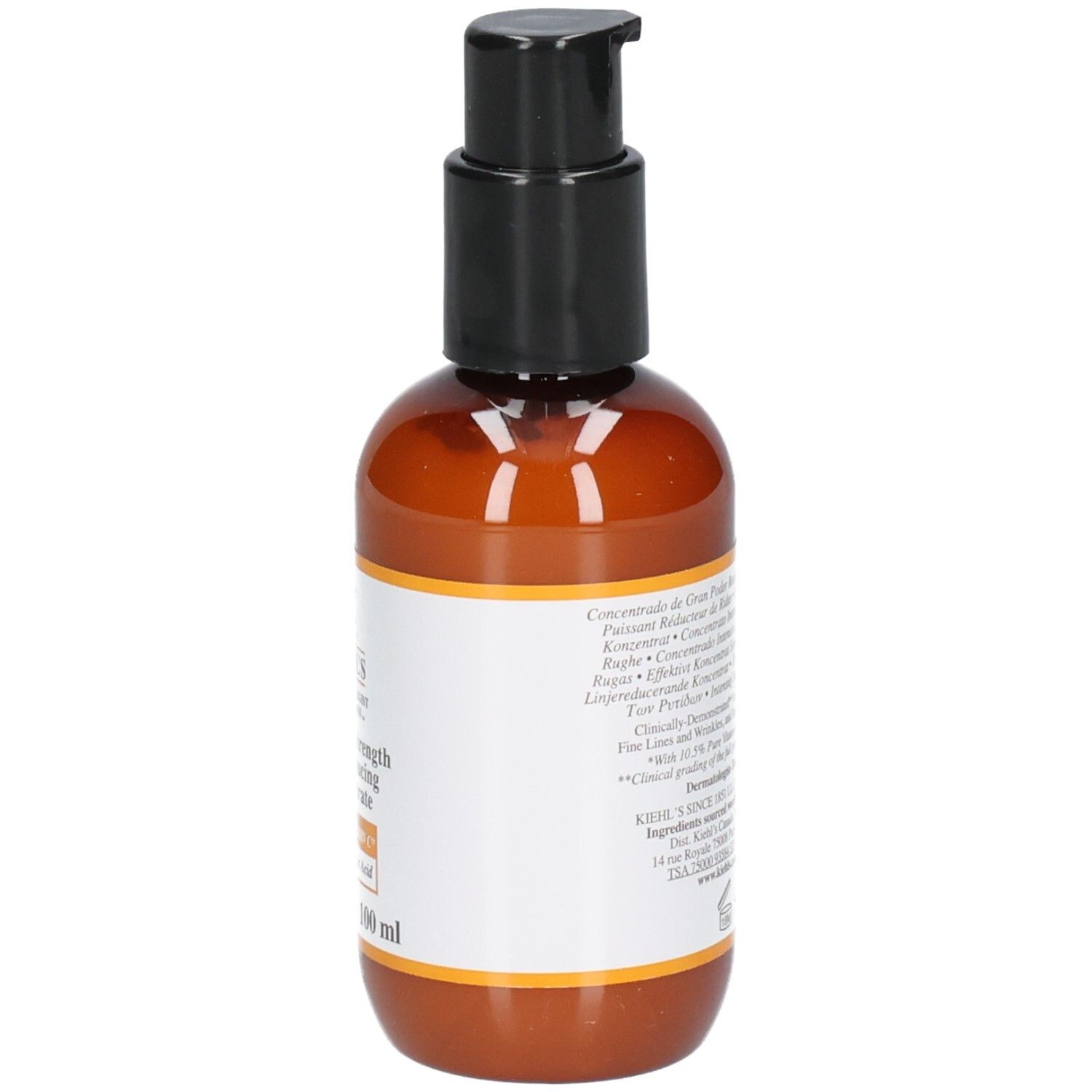 Kiehls Powerful-Strength Line-Reducing Concentrate, vue latérale avec pompe doseuse.