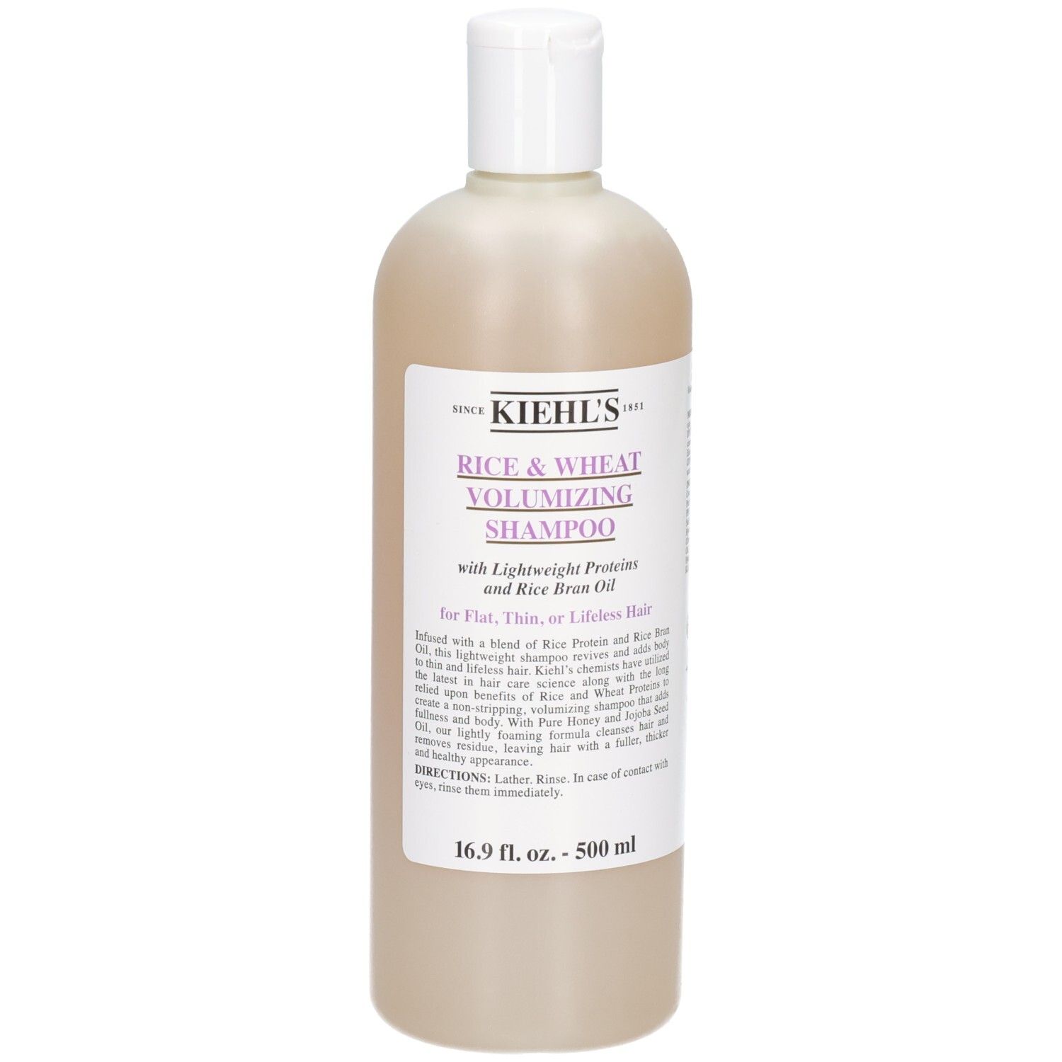 Bouteille de shampooing Kiehl's Rice & Wheat Volumizing, 500 ml.