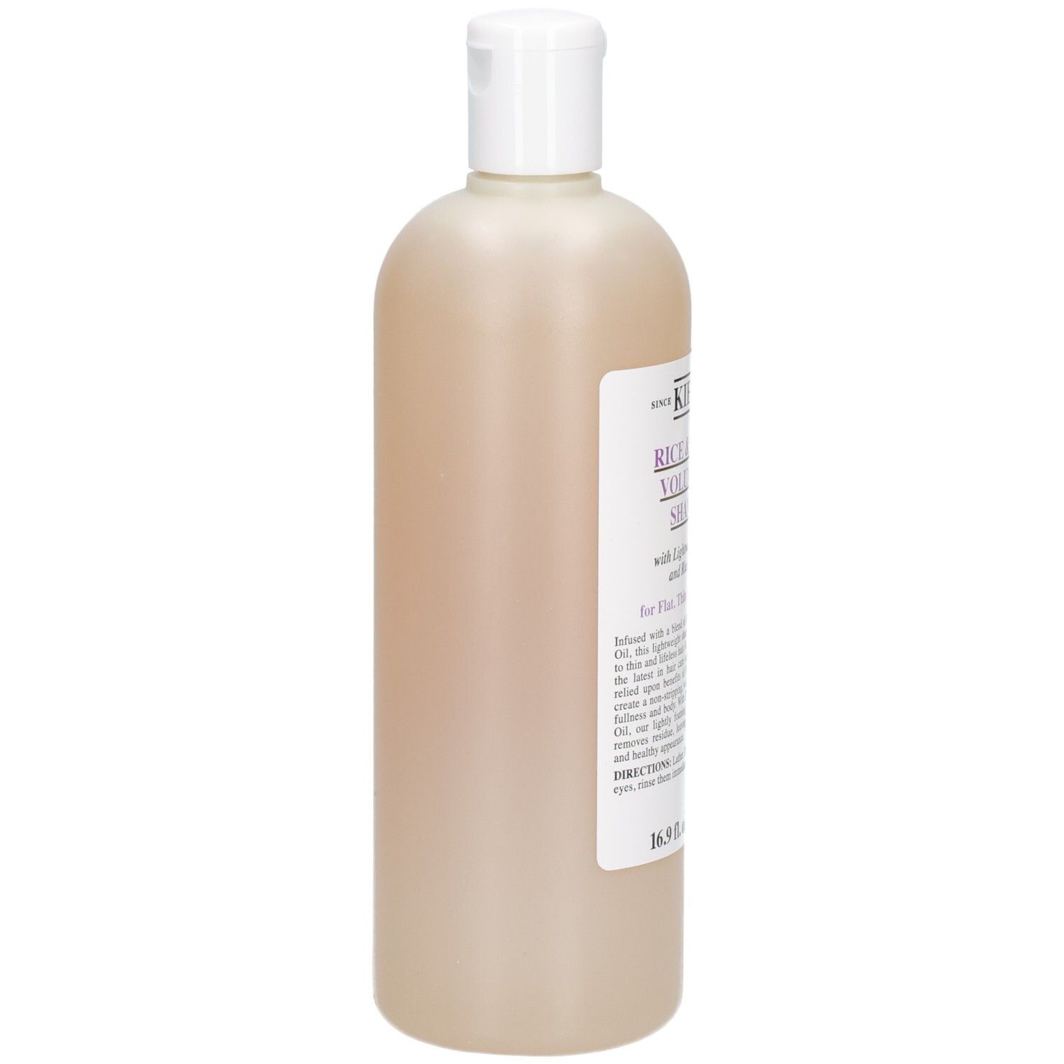 Bouteille de shampooing Kiehl's Rice & Wheat Volumizing, vue latérale, 500 ml.