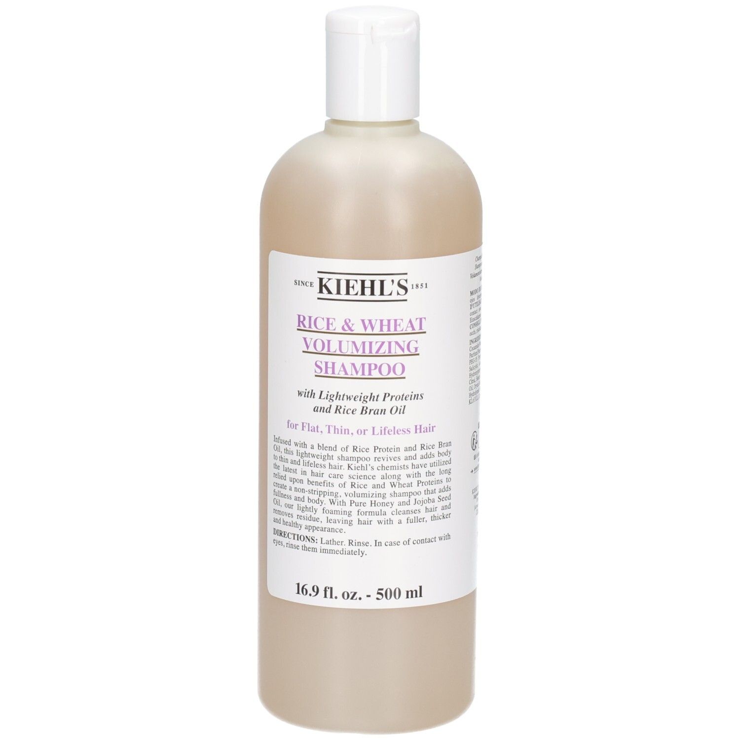 Bouteille de shampooing Kiehl's Rice & Wheat Volumizing, 500 ml.