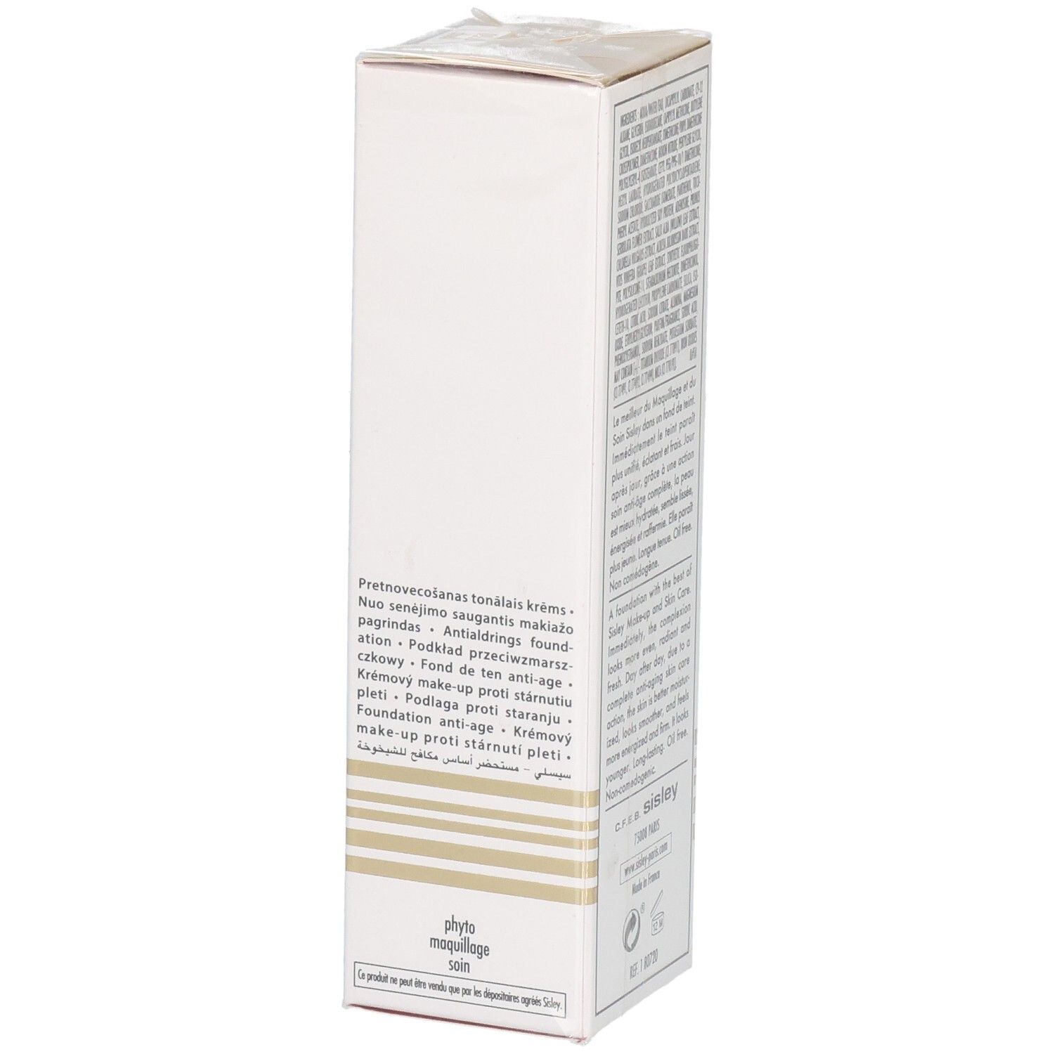 SISLEY Sisleya Le Teint Fond de teint anti-âge, côté avec informations produit supplémentaires en plusieurs langues.