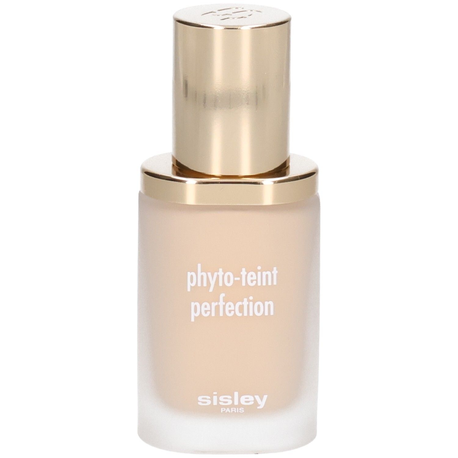 Fond de teint Sisley Phyto-Teint Perfection dans un flacon en verre dépoli avec un capuchon doré.