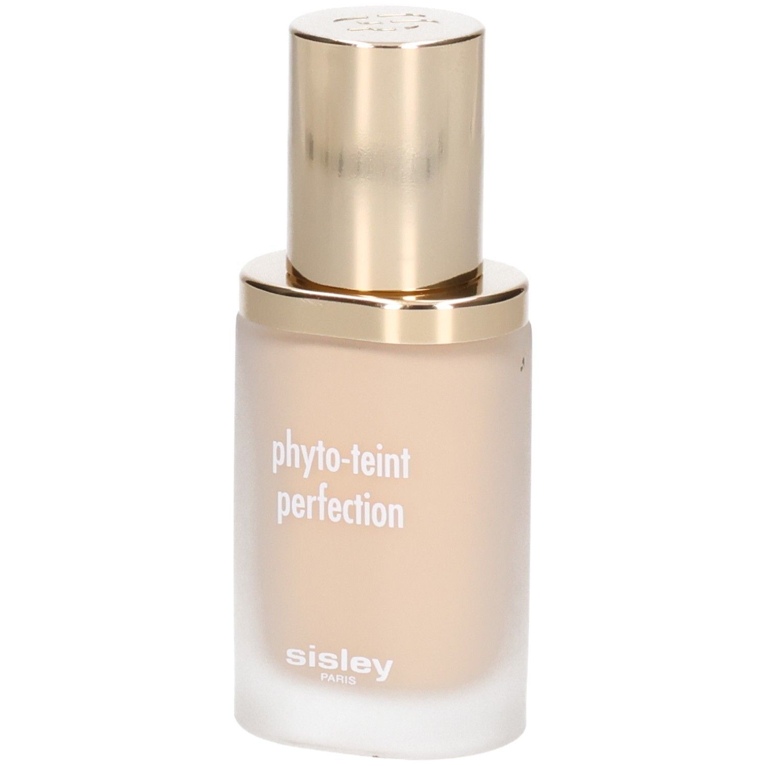 Fond de teint Sisley Phyto-Teint Perfection dans un flacon en verre dépoli avec un capuchon doré.