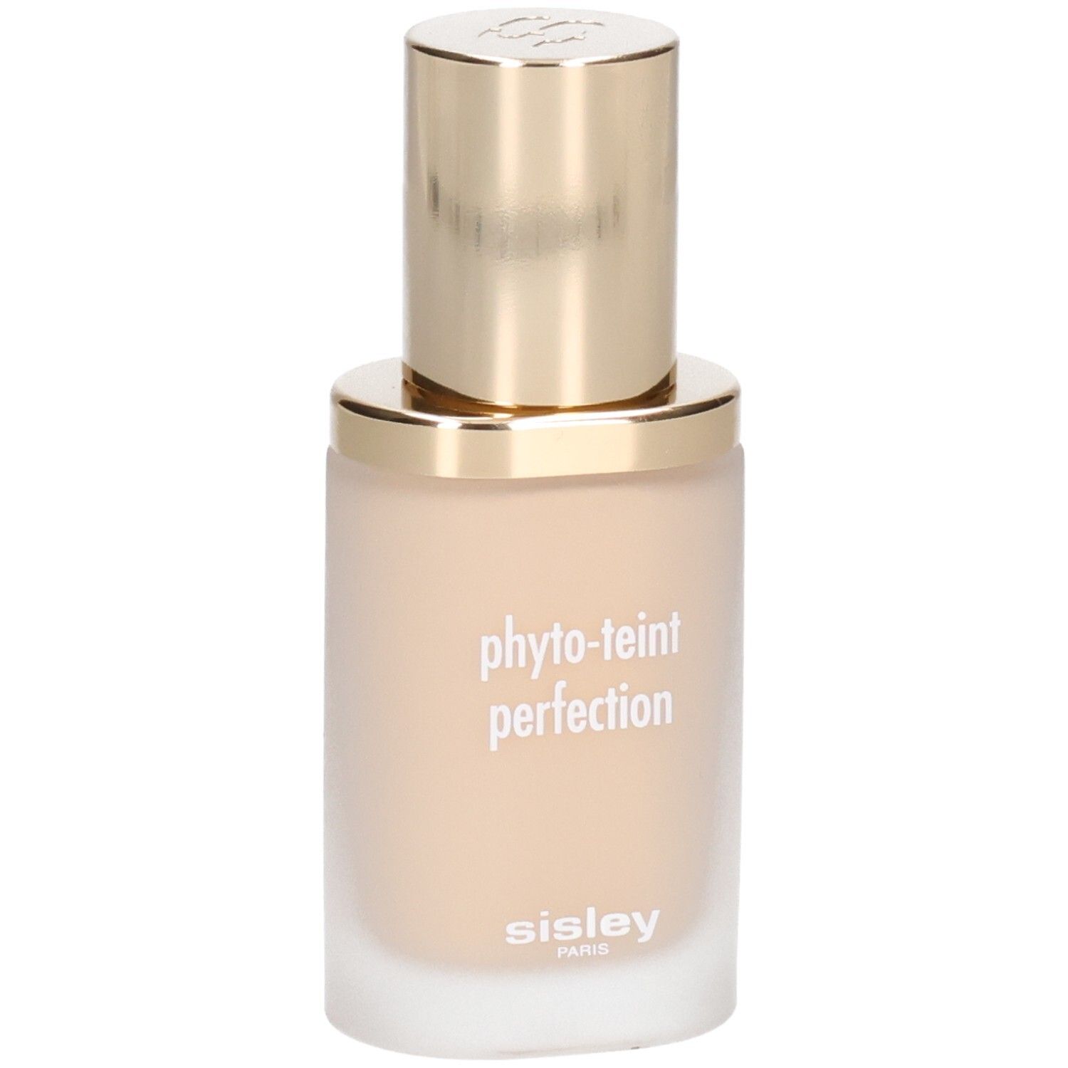 Fond de teint Sisley Phyto-Teint Perfection dans un flacon en verre dépoli avec un capuchon doré.