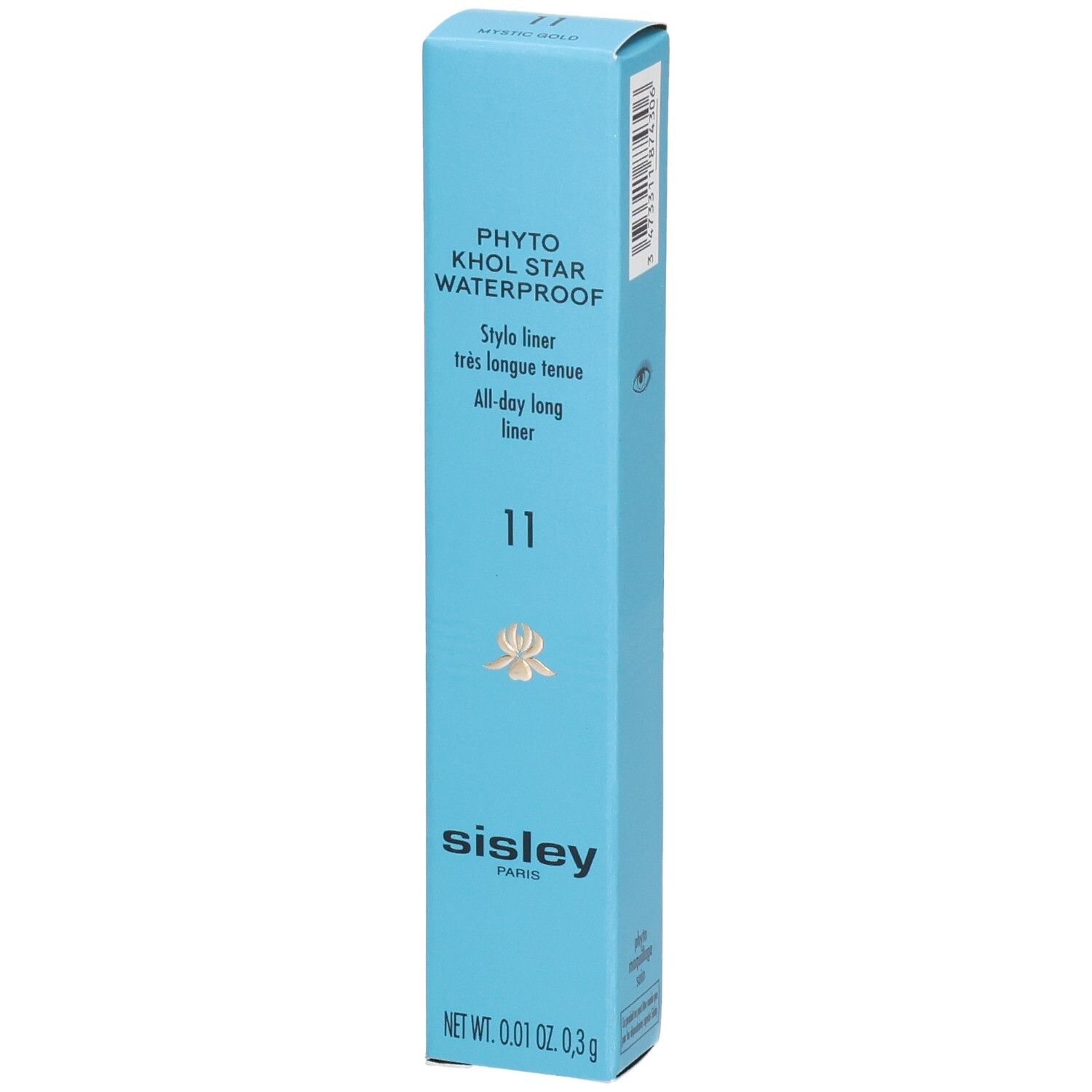 Sisley Phyto Khol Star Waterproof Eyeliner, couleur 11 Mystic Gold, dans son emballage bleu.