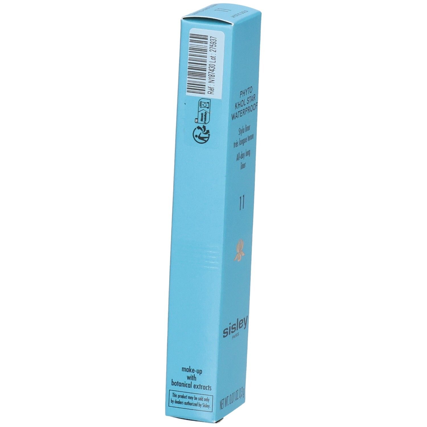 Sisley Phyto Khol Star Waterproof Eyeliner, couleur 11 Mystic Gold, emballage bleu avec code-barres.