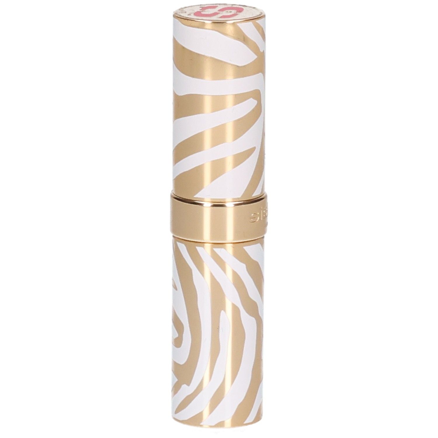 Rouge à lèvres Sisley Phyto Rouge Shine, motif zèbre or et blanc.