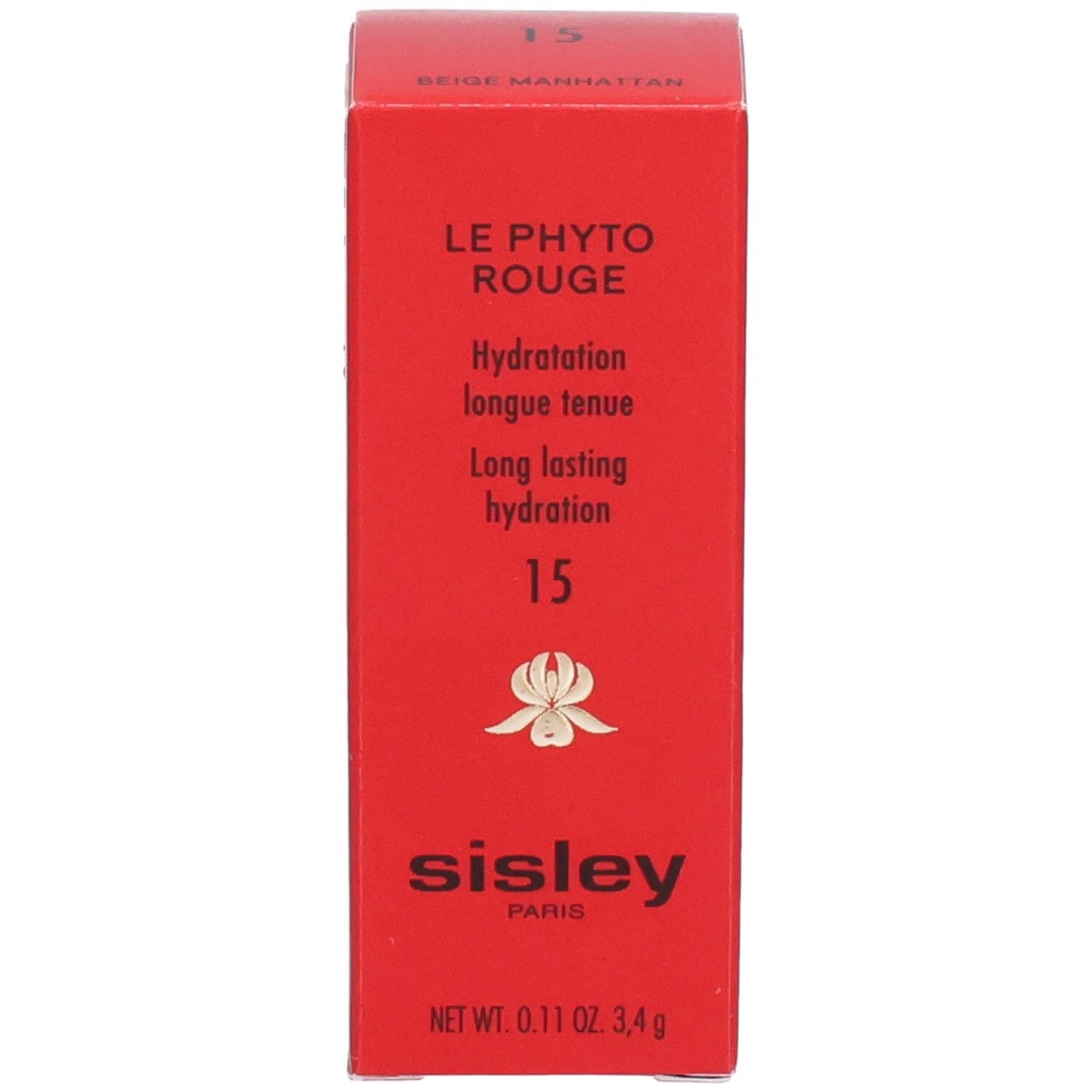 Sisley Le Phyto Rouge Rouge à lèvres, teinte 15 Beige Manhattan, boîte rouge.