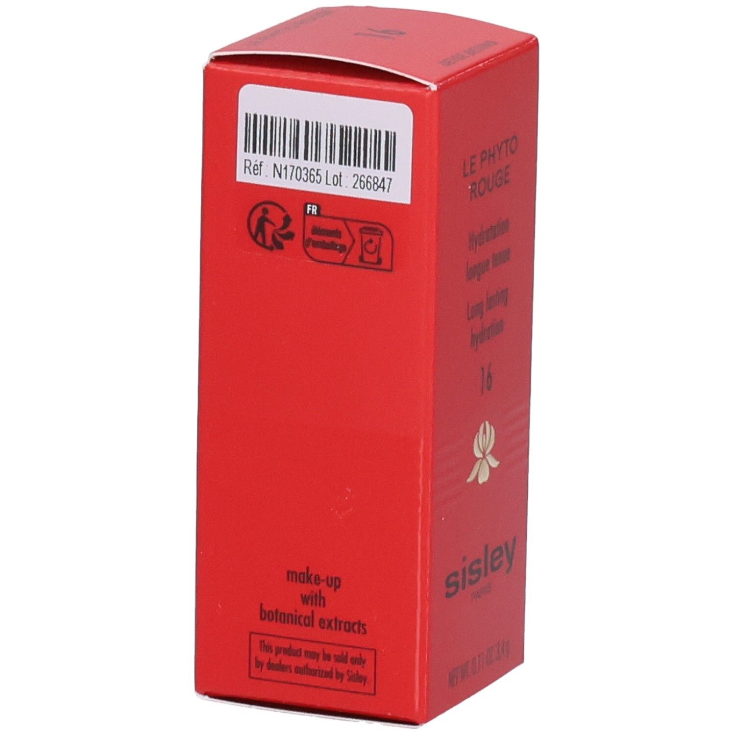 Emballage Sisley Le Phyto Rouge Rouge à lèvres, verso avec code-barres et indications.