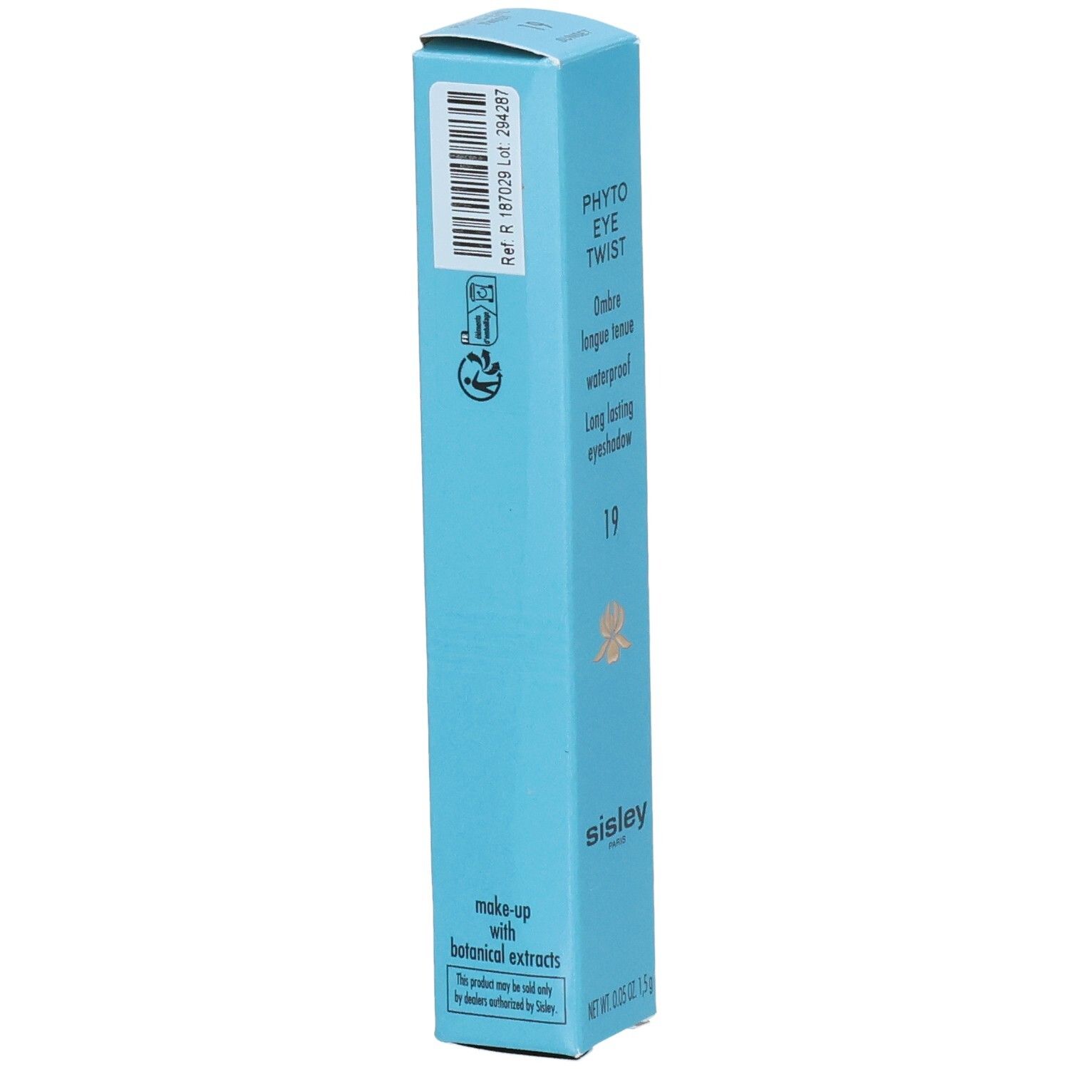 Emballage Sisley Phyto Eye Twist, bleu, avec code-barres et sceaux.