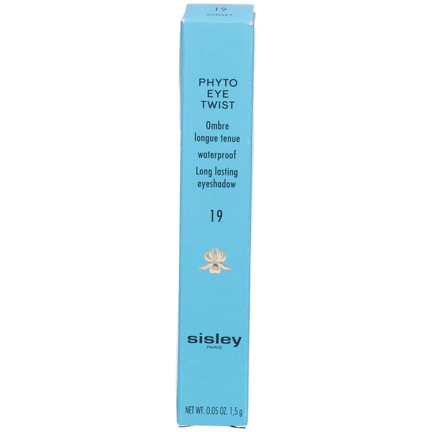 Emballage Sisley Phyto Eye Twist, bleu, avec informations produit et logo.