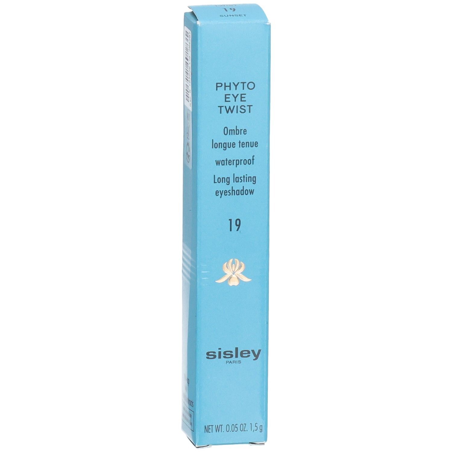 Emballage Sisley Phyto Eye Twist, bleu, avec informations produit et logo.