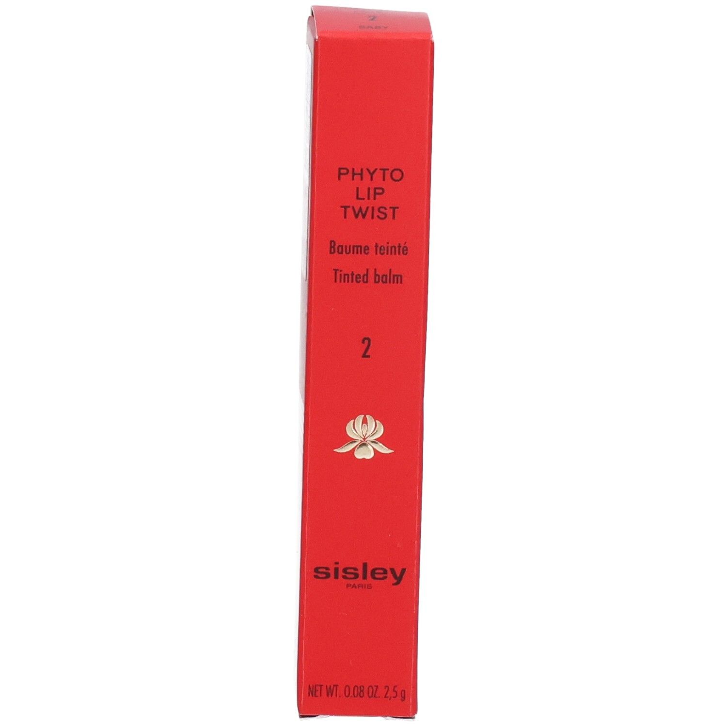 Sisley Phyto Lip Twist N°2, baume teinté dans son emballage rouge.