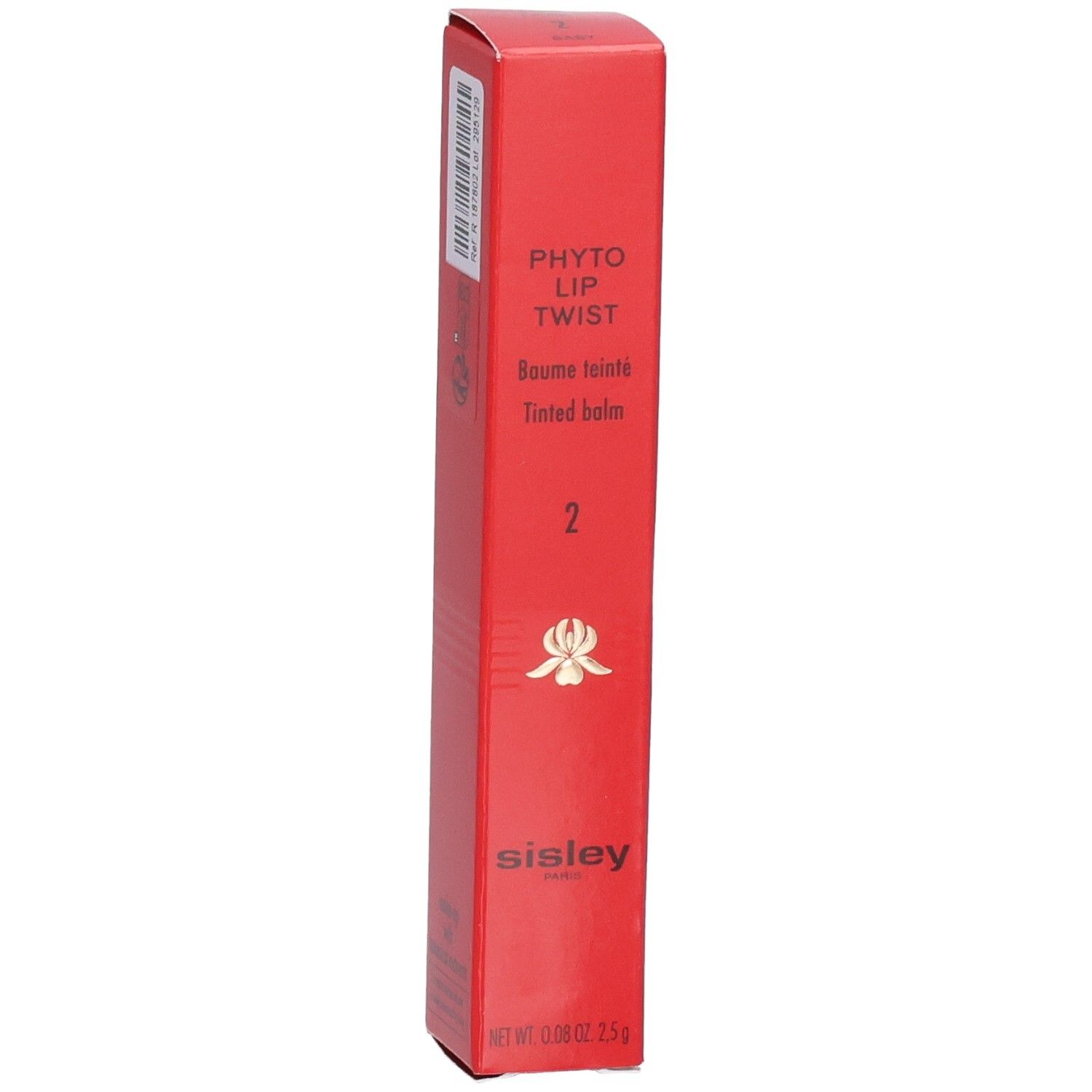 Sisley Phyto Lip Twist N°2, baume teinté dans son emballage rouge.