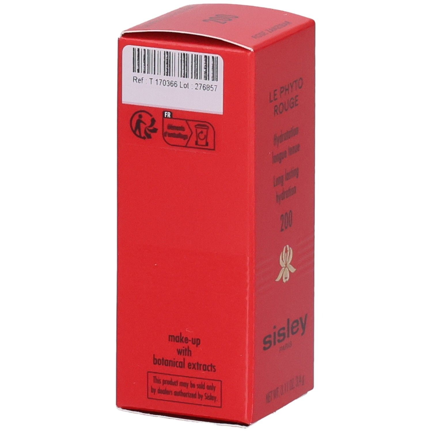 Emballage Sisley Le Phyto Rouge 200 Rose Zanzibar, dos avec code-barres et instructions.