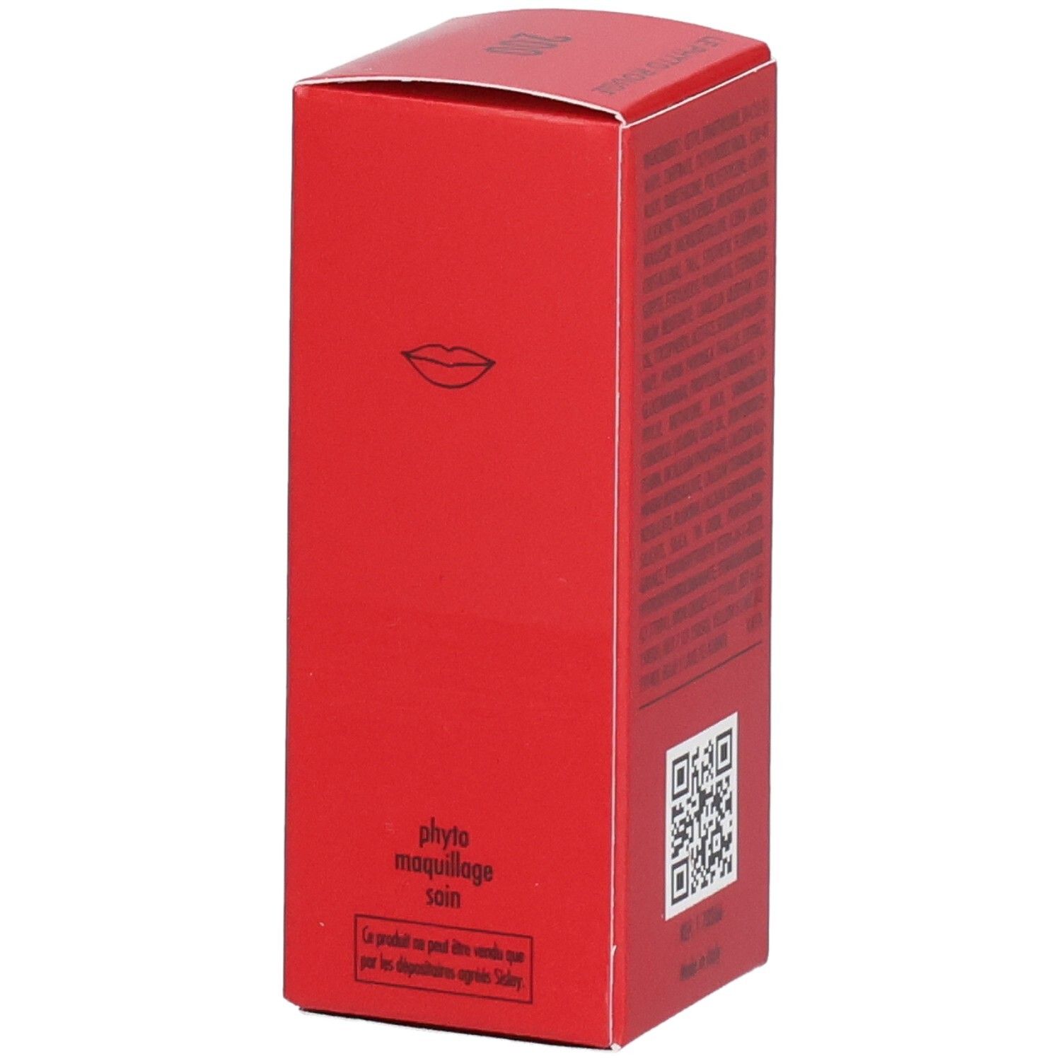 Emballage Sisley Le Phyto Rouge 200 Rose Zanzibar, côté avec symbole lèvres et QR code.