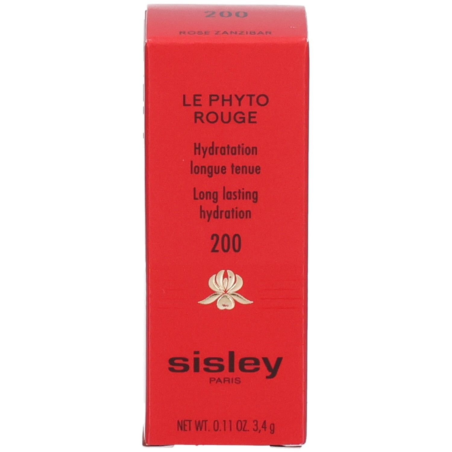Emballage Sisley Le Phyto Rouge 200 Rose Zanzibar, face avant avec nom produit et marque.