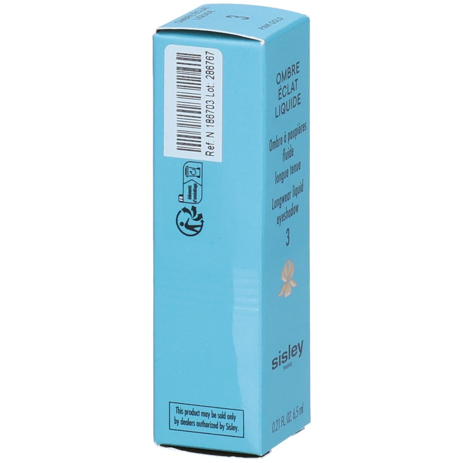 Sisley Ombre Eclat Liquide fard à paupières, dos avec code-barres et informations produit.