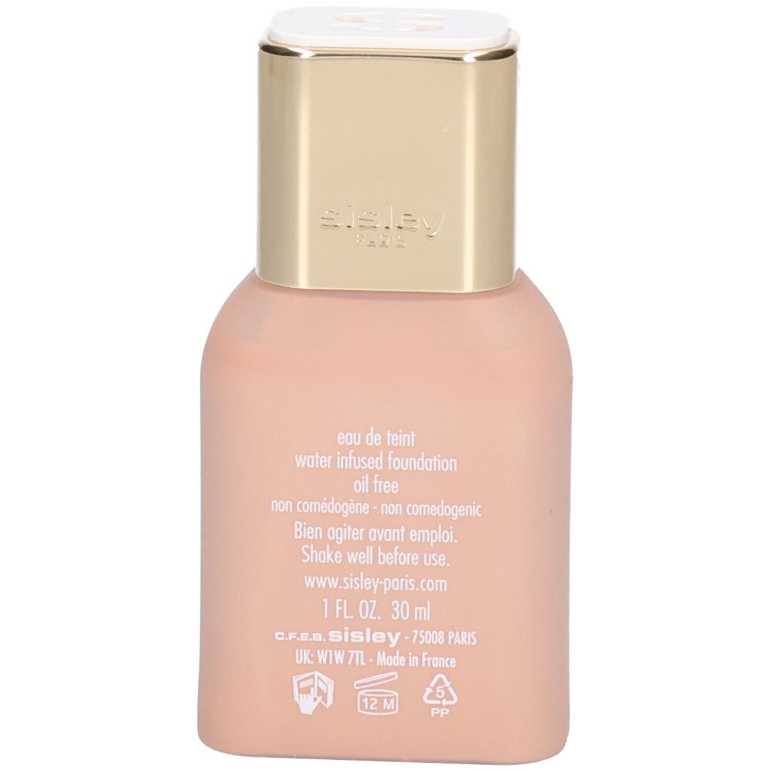 Arrière du flacon de fond de teint Sisley Phyto-Teint Nude avec informations produit.