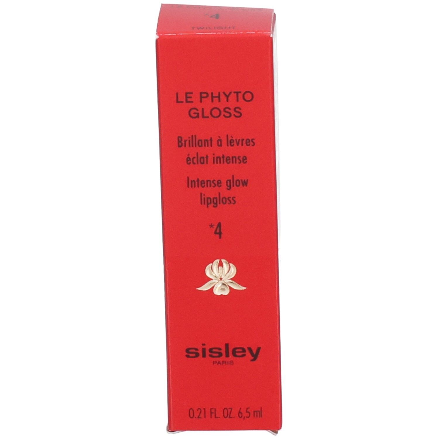 Sisley Le Phyto Gloss N°4, brillant à lèvres éclat intense dans un emballage zèbre rouge.