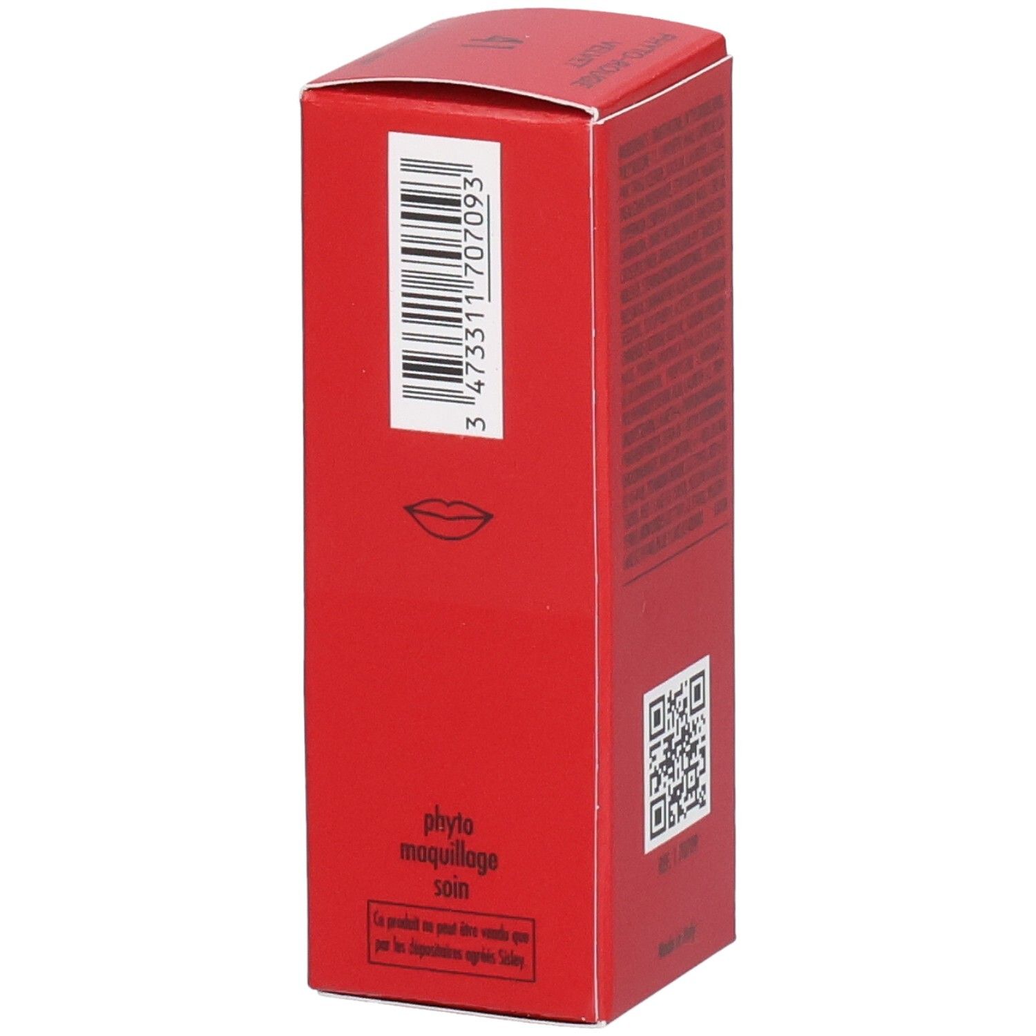Sisley Phyto Rouge Velvet Rouge à lèvres, emballage rouge avec symbole de lèvres et code QR.