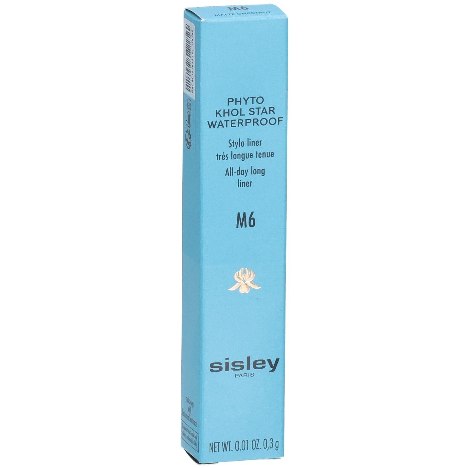 Sisley Phyto-Khol Star Waterproof Eyeliner M6 dans son étui bleu.
