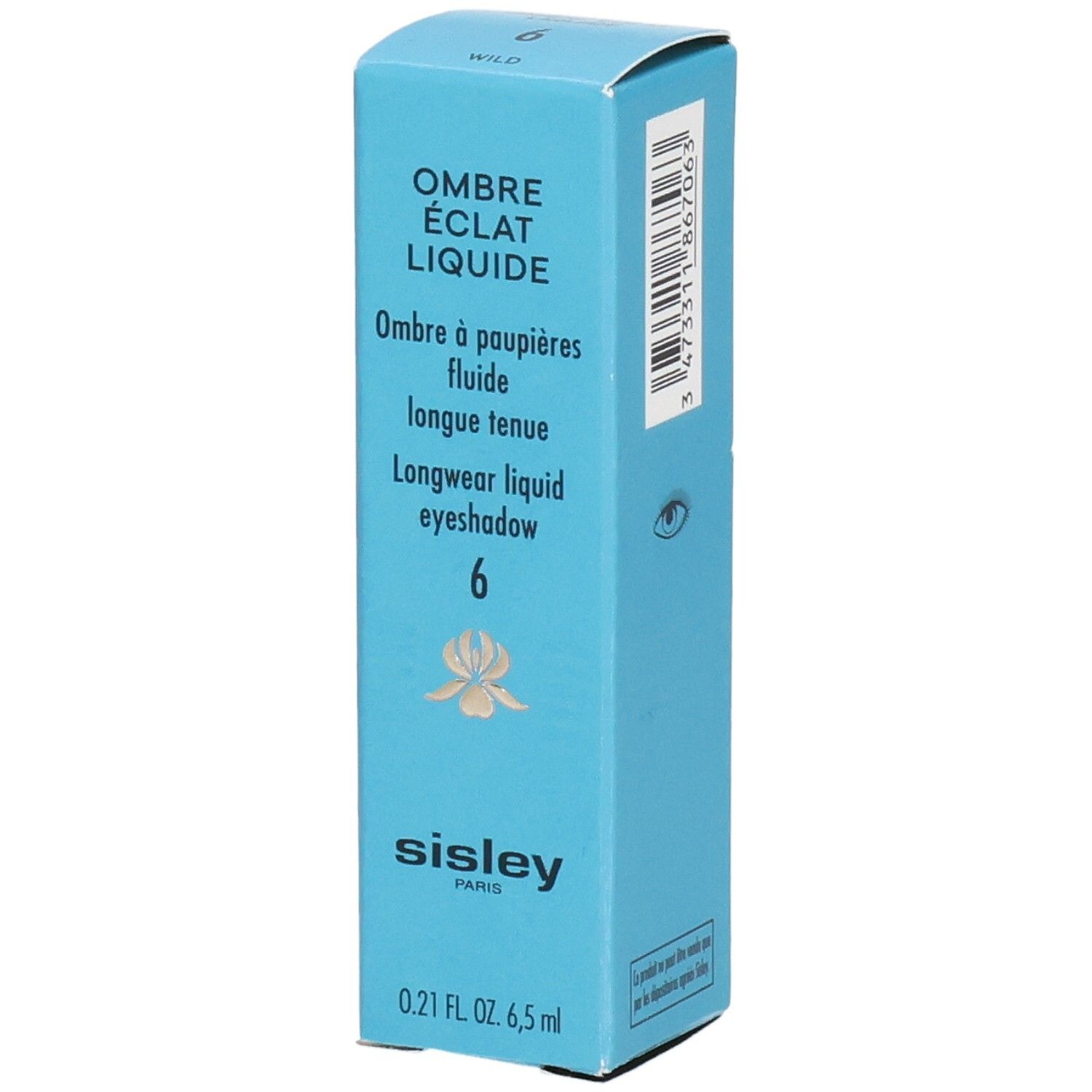 Emballage Sisley Ombre Eclat Liquide, teinte 6, avec motif floral.