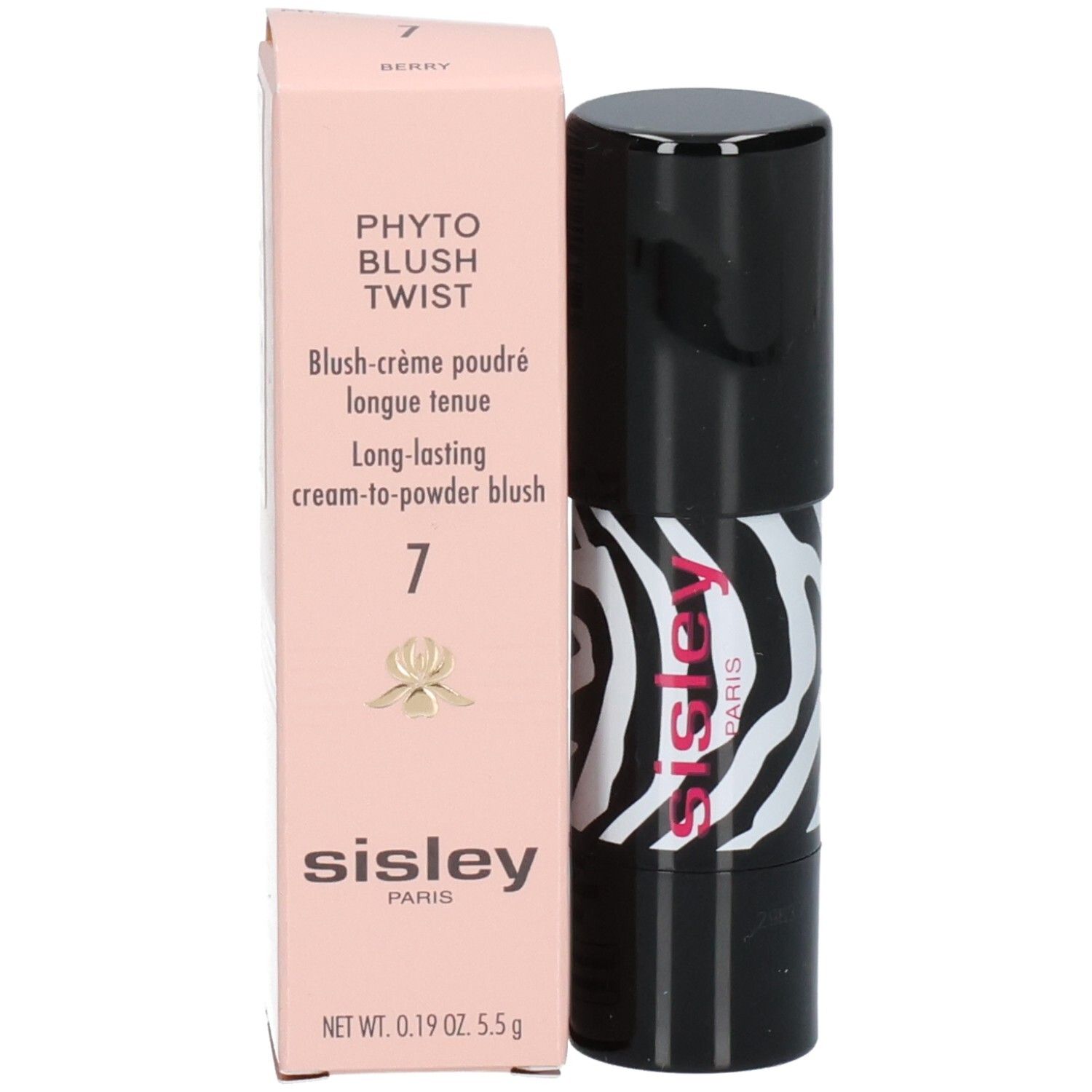 Sisley Phyto-Blush Twist dans un boîtier noir à motif zèbre.