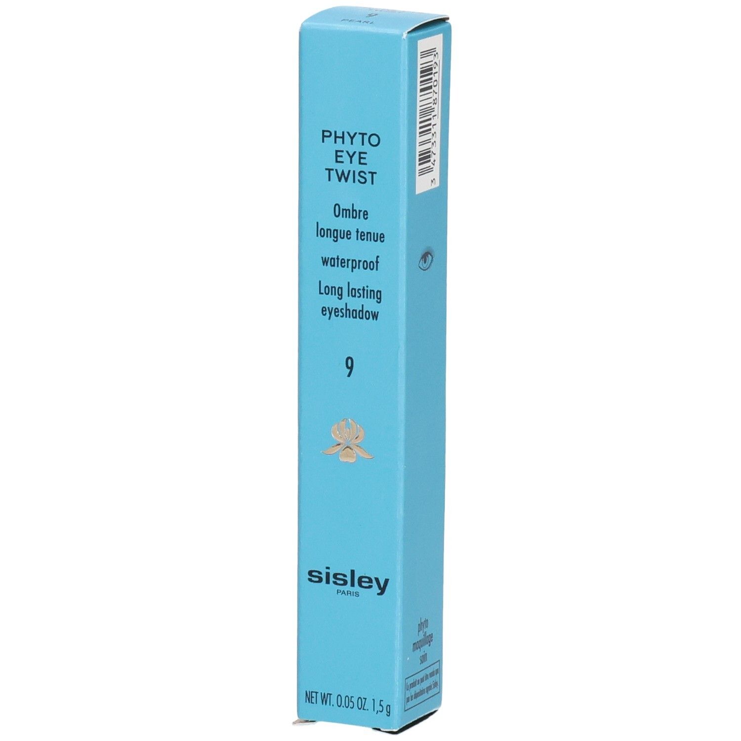 Sisley Phyto-Eye Twist crayon fard à paupières bleu clair avec informations produit et code-barres.