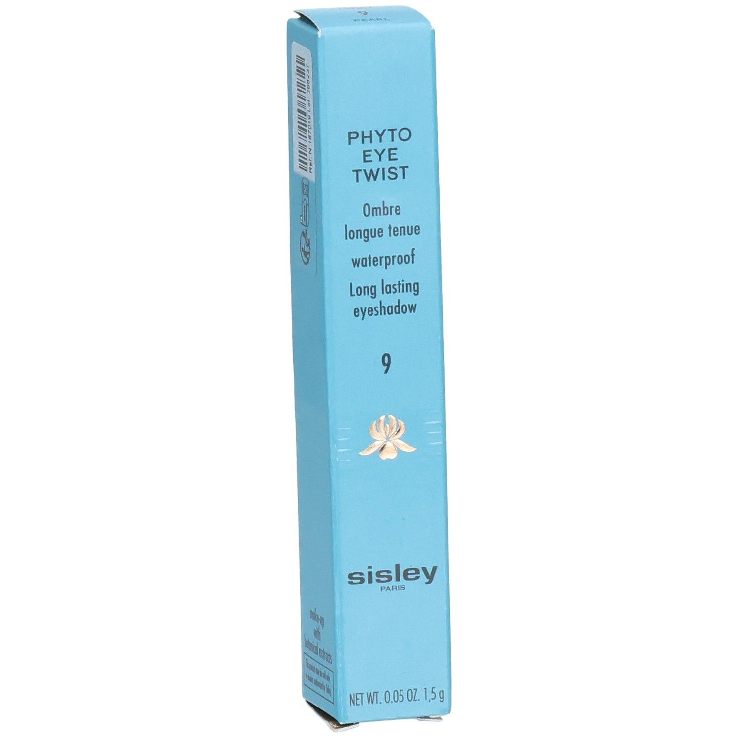 Sisley Phyto-Eye Twist crayon fard à paupières bleu clair, dos avec informations produit et code QR.