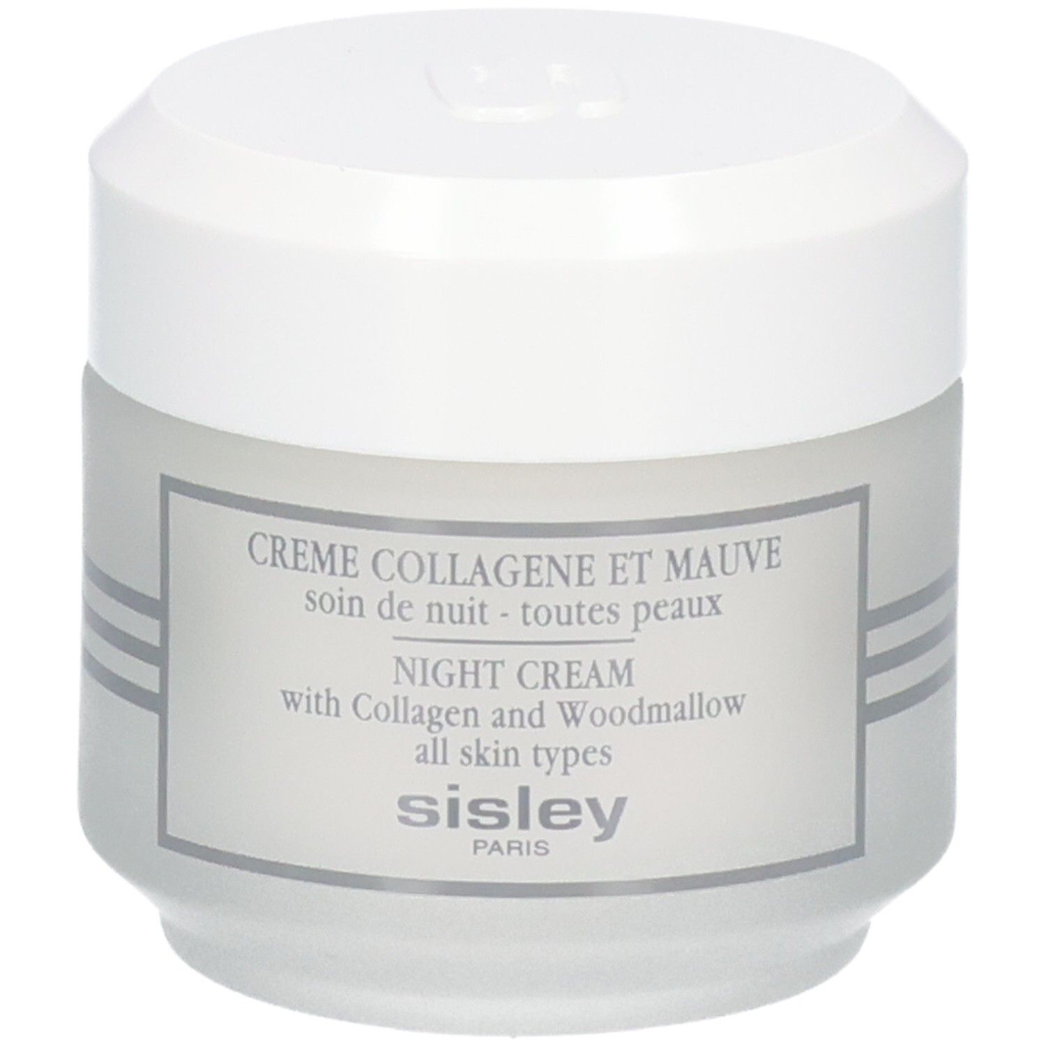 Sisley Crème Collagène et Mauve, crème de nuit, pot blanc.