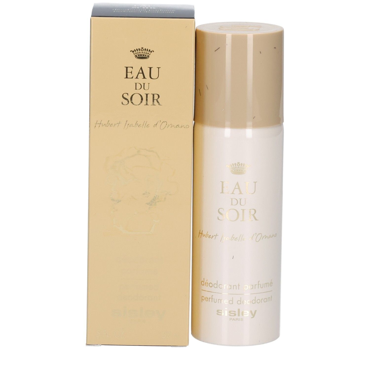 Déodorant parfumé Eau du Soir Sisley en spray avec boîte, beige.