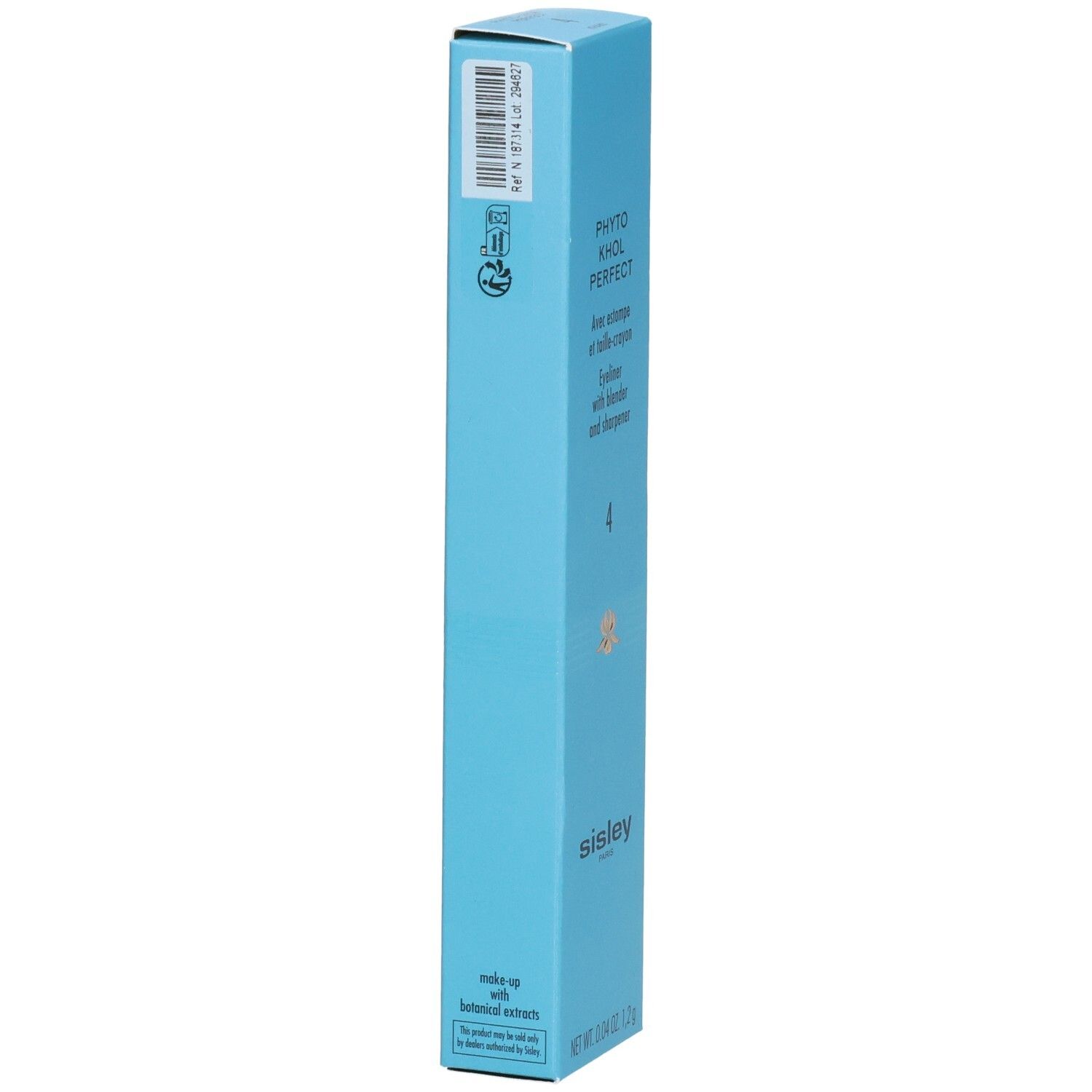 Sisley Phyto-Khol Perfect Eyeliner, boîte bleue claire avec informations produit et code-barres.