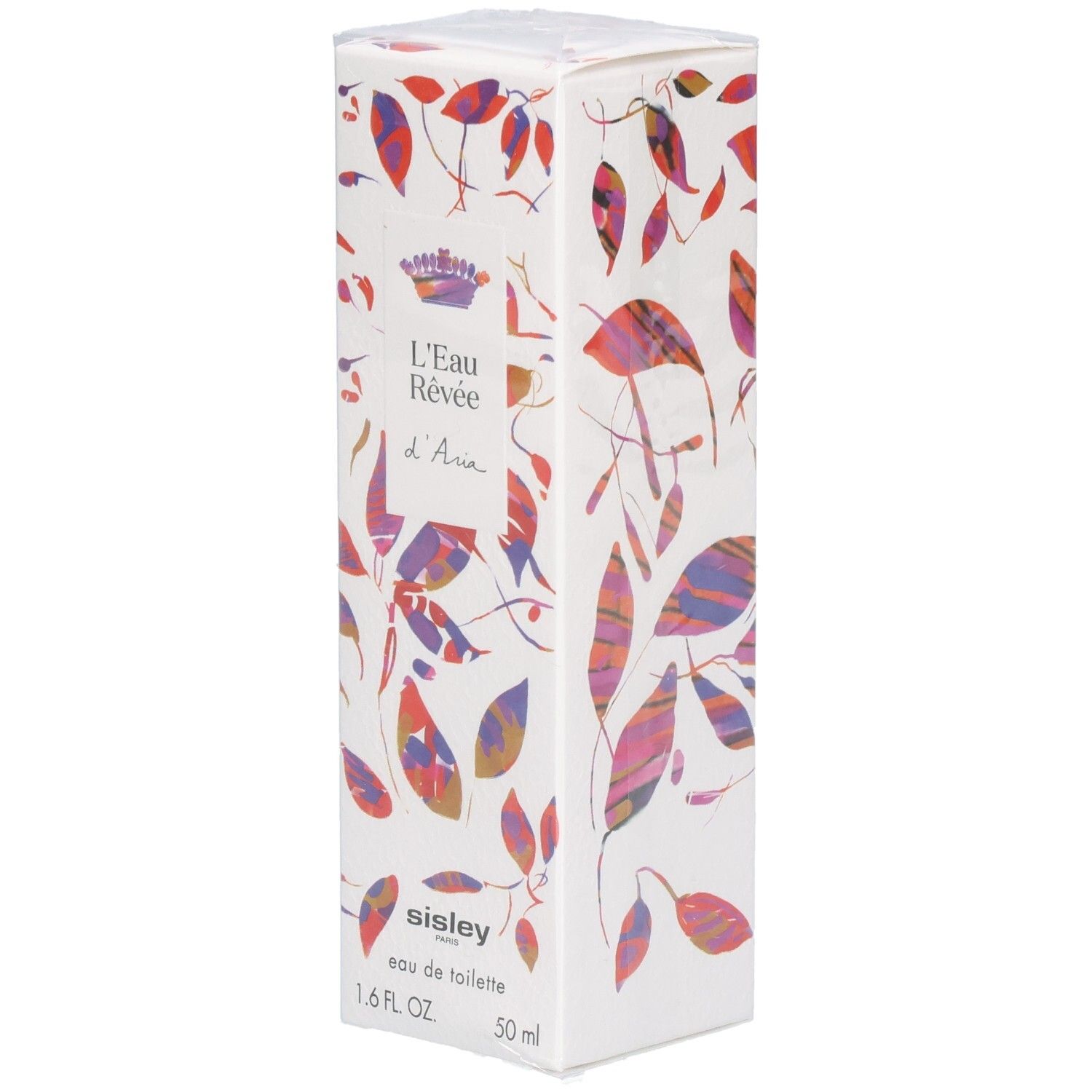 Sisley L'Eau Rêvée d'Aria Eau de Toilette boîte en carton avec motif de feuilles.