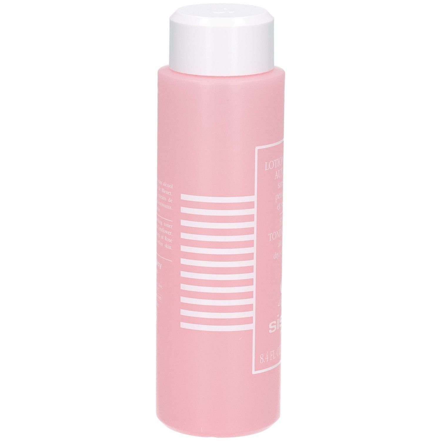 Sisley Lotion Tonique aux Fleurs, 250 ml, flacon rose, vue latérale.