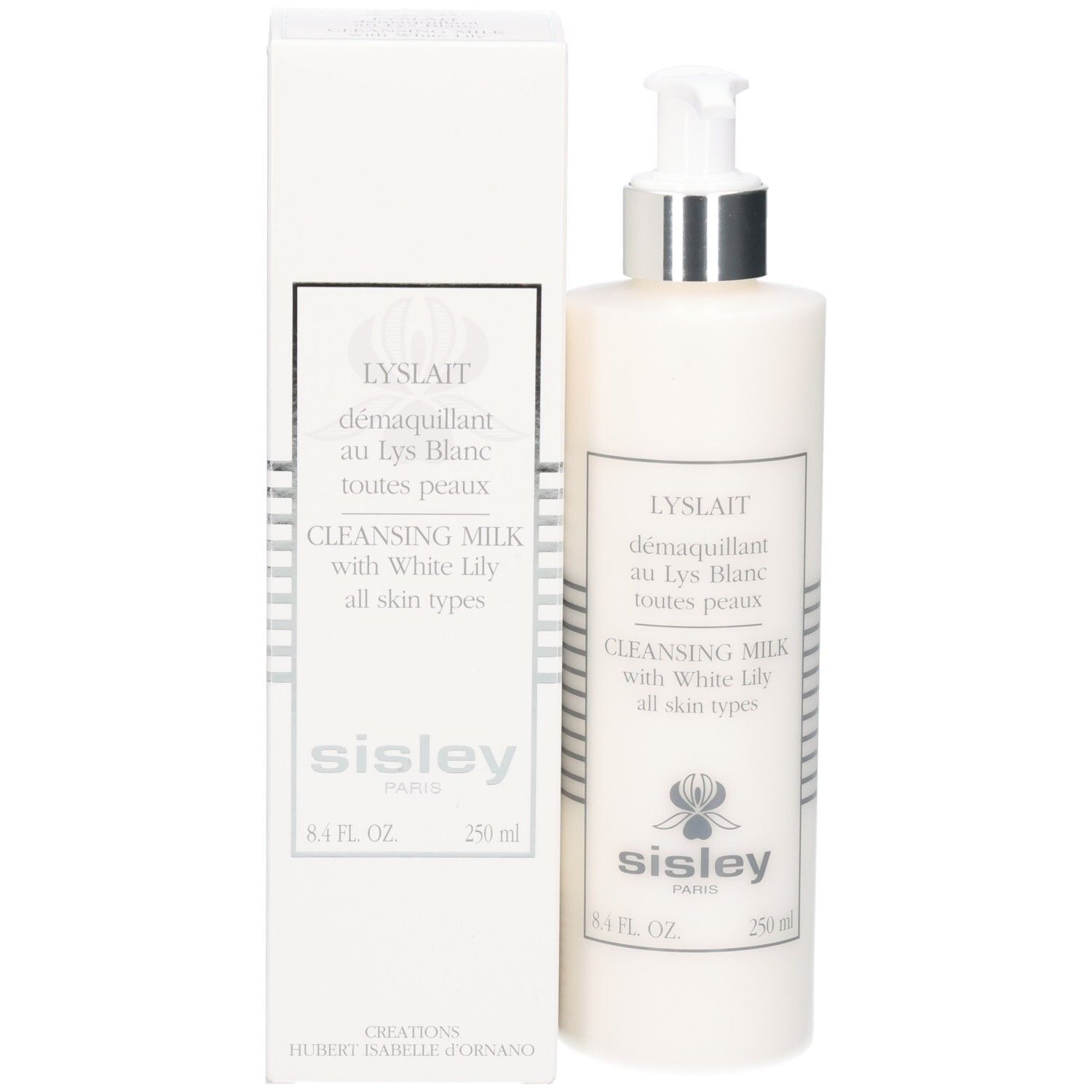 Flacon et boîte Sisley Lyslait Lait démaquillant, 250 ml.